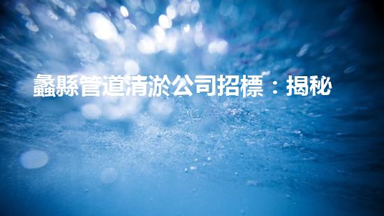 蠡縣管道清淤公司招標：揭秘神秘工程，解密底層黑科技！